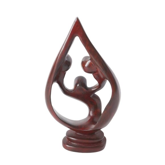 Mid Century Modern Hand Carved Wood Woman Man Parent & Child Sculpture - Picture 3 of 7